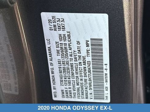 Certified 2020 Honda Odyssey EX-L image 34