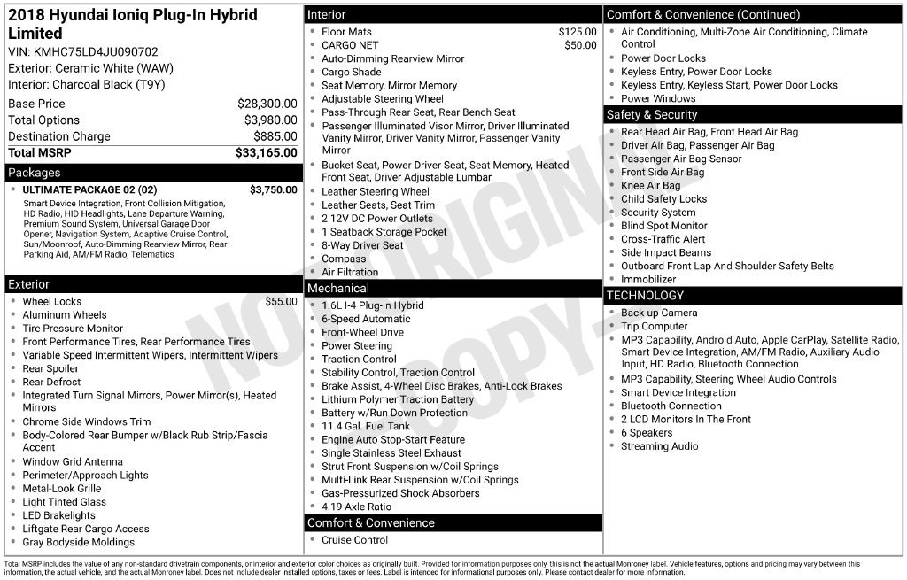 Used 2018 Hyundai Ioniq Limited w/ Ultimate Package 02 FWD image 5