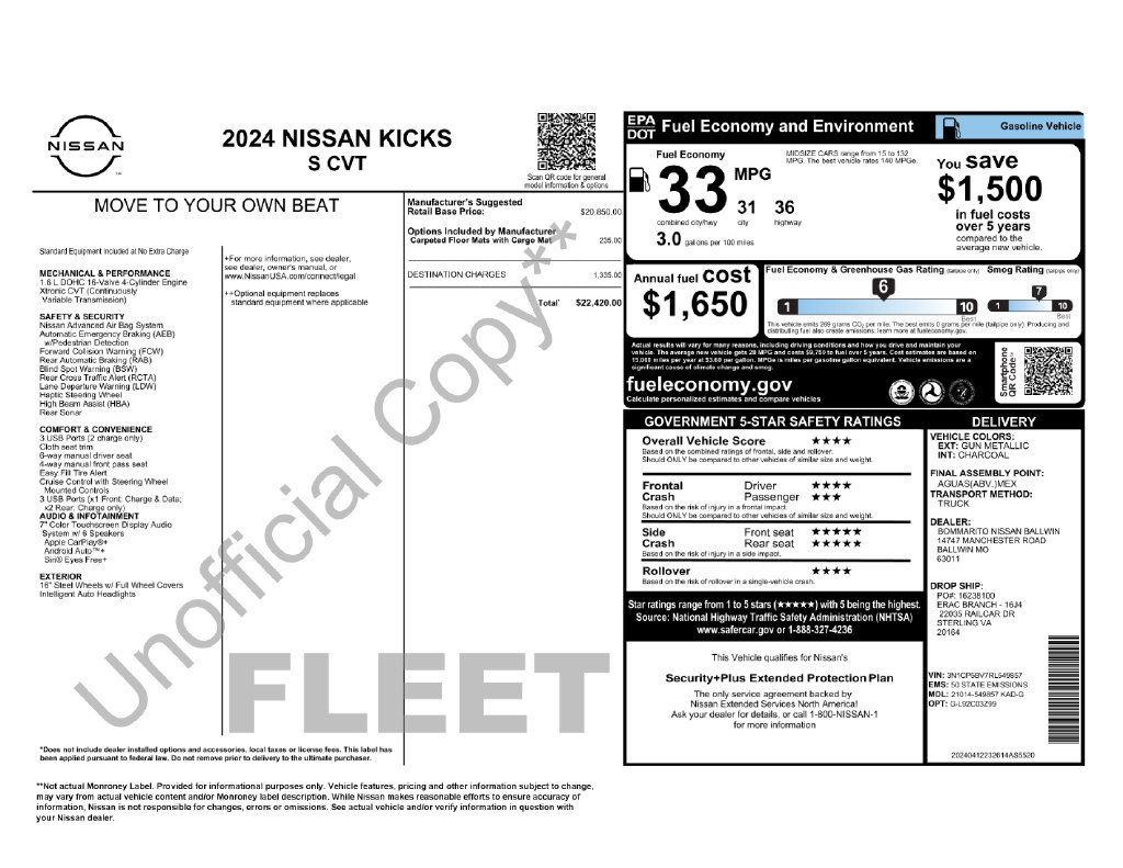 Used 2024 Nissan Kicks S FWD image 9
