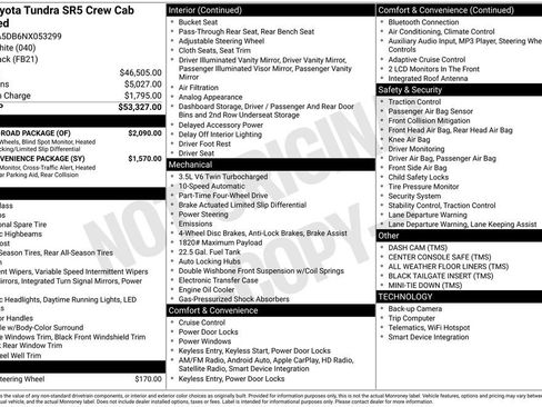 Used 2022 Toyota Tundra SR5 w/ TRD Off-Road Package AWD/4WD image 35