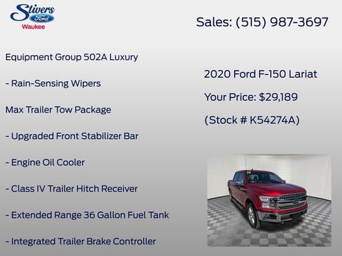 Used 2020 Ford F150 Lariat w/ Equipment Group 502A Luxury AWD/4WD image 22
