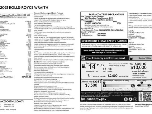 Certified 2021 Rolls-Royce Wraith w/ Rolls-Royce Signature Package RWD image 39