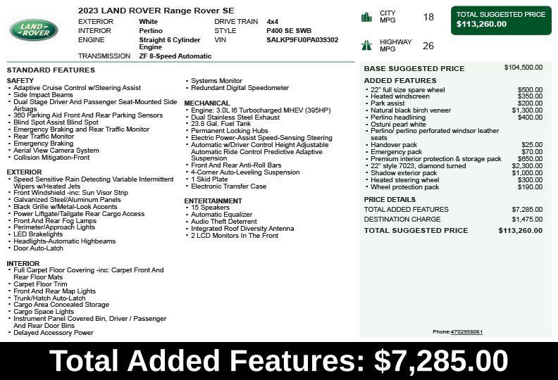 Used 2023 Land Rover Range Rover SE AWD/4WD image 3
