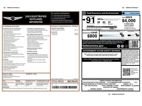 Used 2023 Genesis Electrified GV70 Advanced image 2