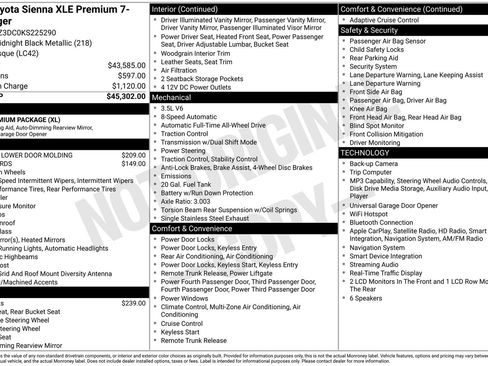 Used 2019 Toyota Sienna XLE Premium AWD/4WD image 6