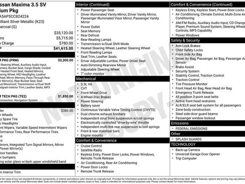 Used 2012 Nissan Maxima 3.5 SV w/ Premium Pkg image 6