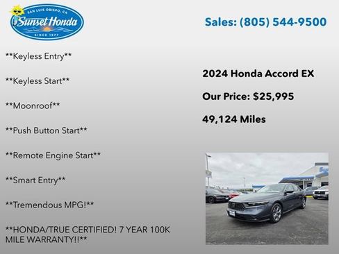 Certified 2024 Honda Accord EX image 14