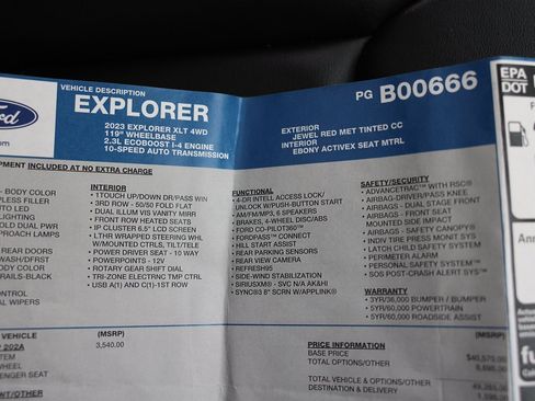 Certified 2023 Ford Explorer XLT w/ Equipment Group 202A image 38