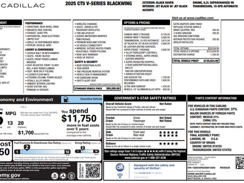Used 2025 Cadillac CT5 V Blackwing w/ Carbon Fiber 2 Package RWD image 38