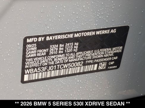 New 2026 BMW 530i xDrive w/ M Sport Package AWD/4WD image 32
