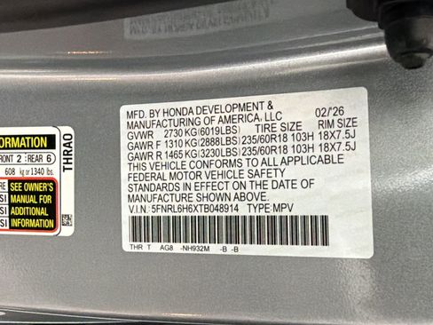 New 2026 Honda Odyssey EX-L image 16