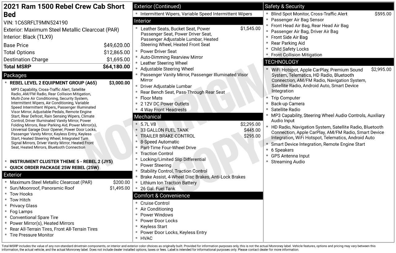 Used 2021 RAM 1500 Rebel w/ Rebel Level 2 Equipment Group AWD/4WD image 30