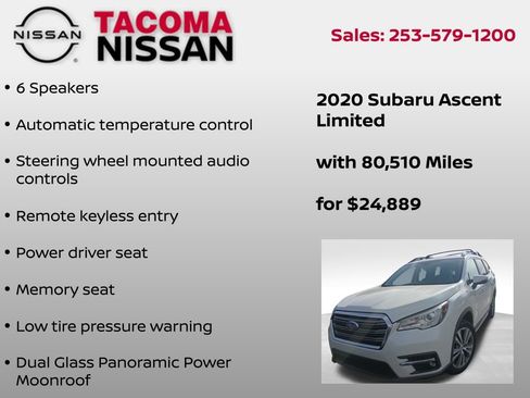 Used 2020 Subaru Ascent Limited w/ Technology Package AWD/4WD image 7