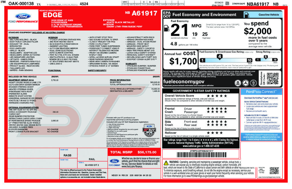 Used 2022 Ford Edge ST w/ Equipment Group 401A AWD/4WD image 44