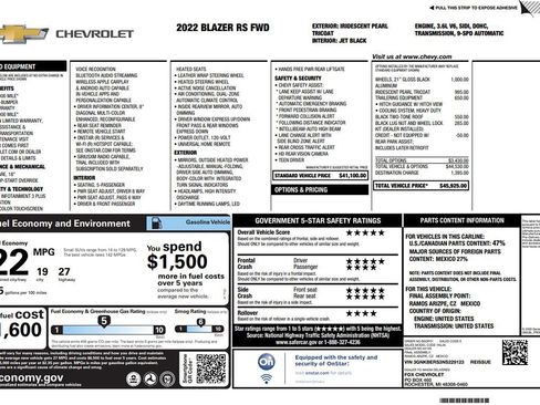 Used 2022 Chevrolet Blazer RS FWD image 9
