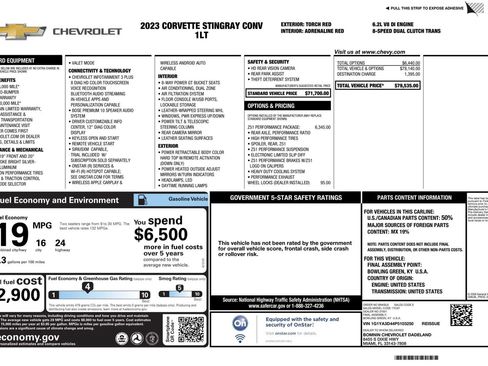 Used 2023 Chevrolet Corvette Stingray Convertible w/ Z51 Performance Package RWD image 39