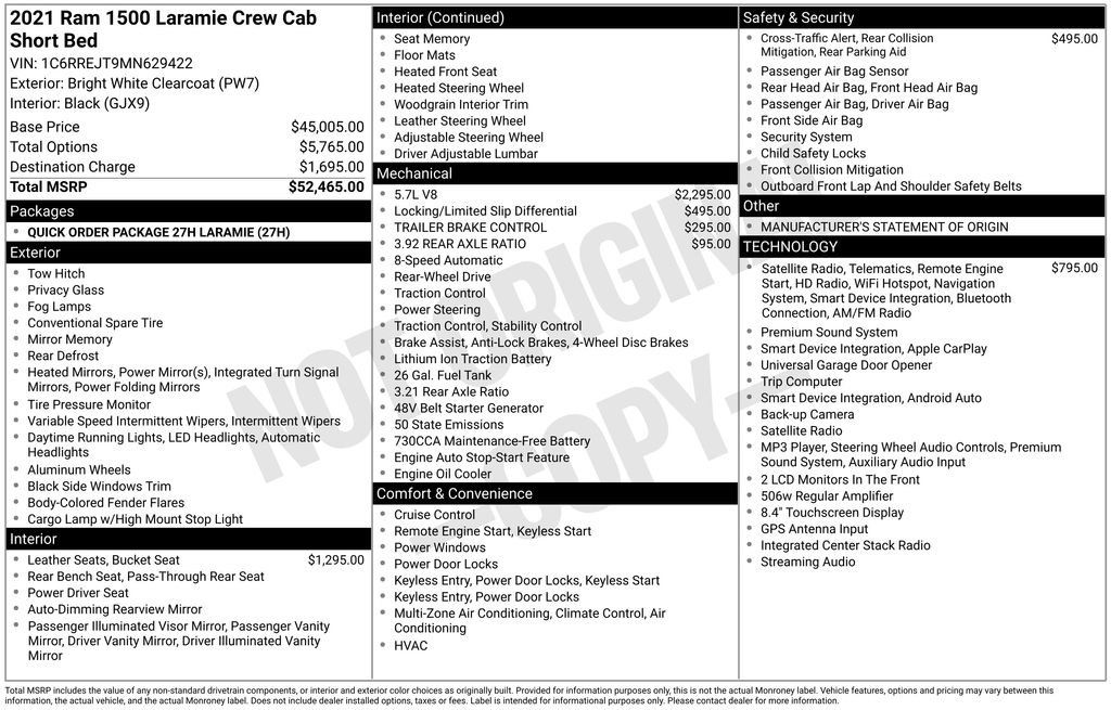 Used 2021 RAM 1500 Laramie RWD image 10
