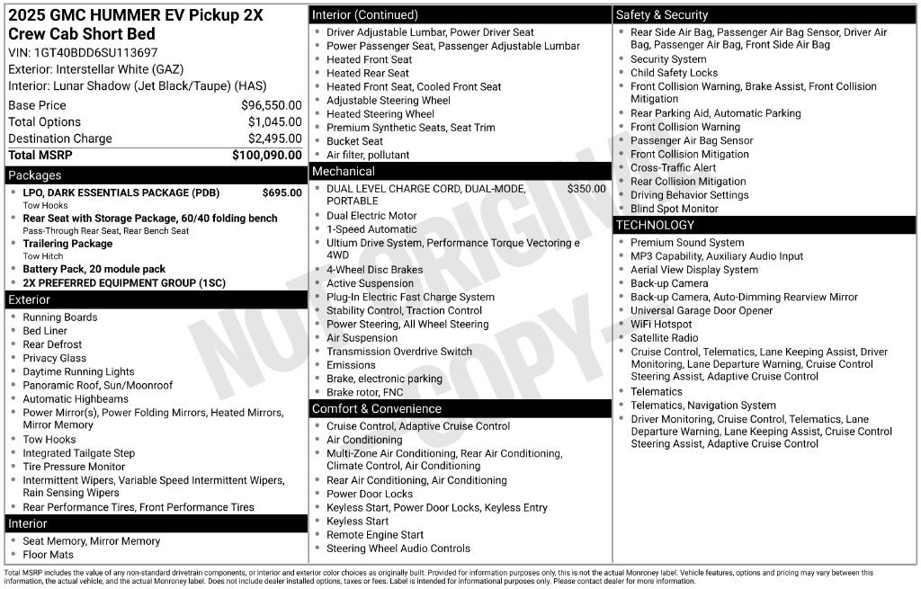 Used 2025 GMC Hummer EV 2X w/ LPO, Dark Essentials Package AWD/4WD image 12