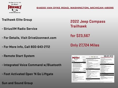 Used 2022 Jeep Compass Trailhawk w/ Trailhawk Elite Group AWD/4WD image 7