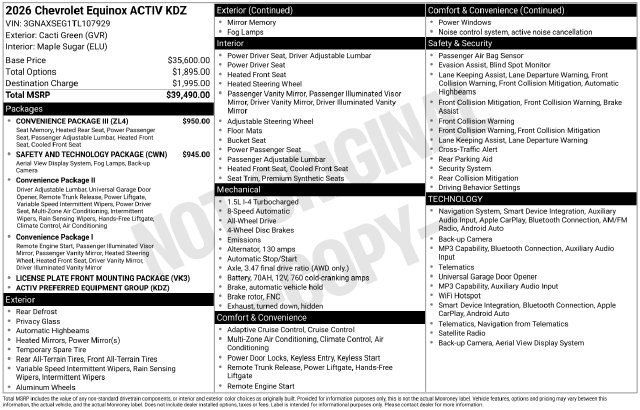 Used 2026 Chevrolet Equinox ACTIV w/ Convenience Package III AWD/4WD image 9