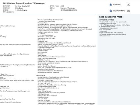Used 2025 Subaru Ascent Premium image 3