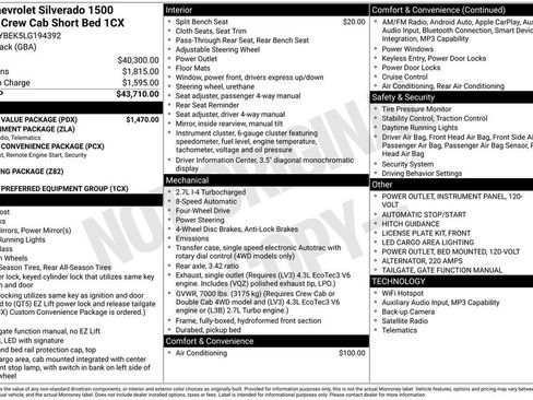 Used 2020 Chevrolet Silverado 1500 Custom w/ Custom Value Package AWD/4WD image 4