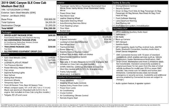 Used 2019 GMC Canyon SLE w/ Driver Alert Package RWD image 14