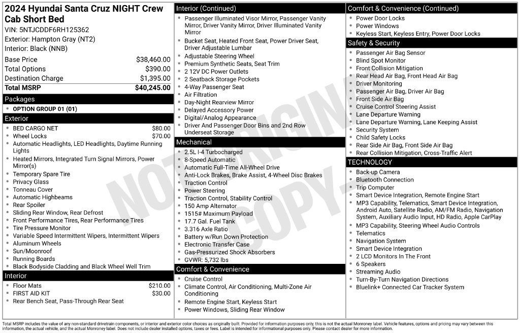 Used 2024 Hyundai Santa Cruz Night AWD/4WD image 36