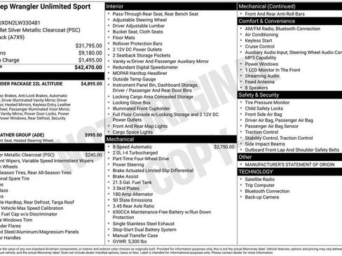 Used 2020 Jeep Wrangler Unlimited Sport AWD/4WD image 31