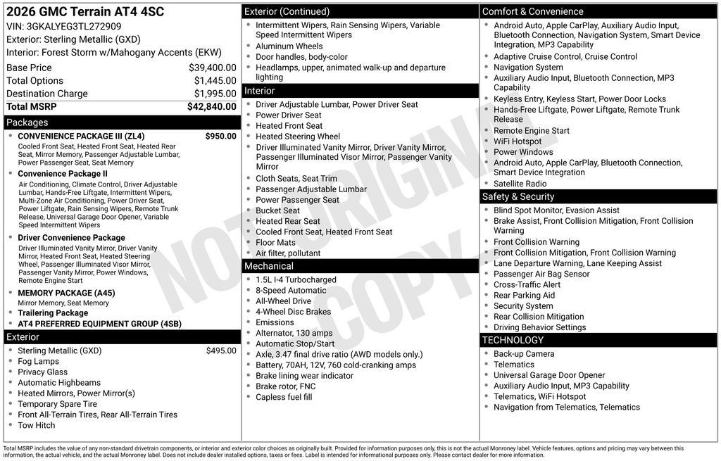New 2026 GMC Terrain AT4 w/ Convenience Package III AWD/4WD image 23