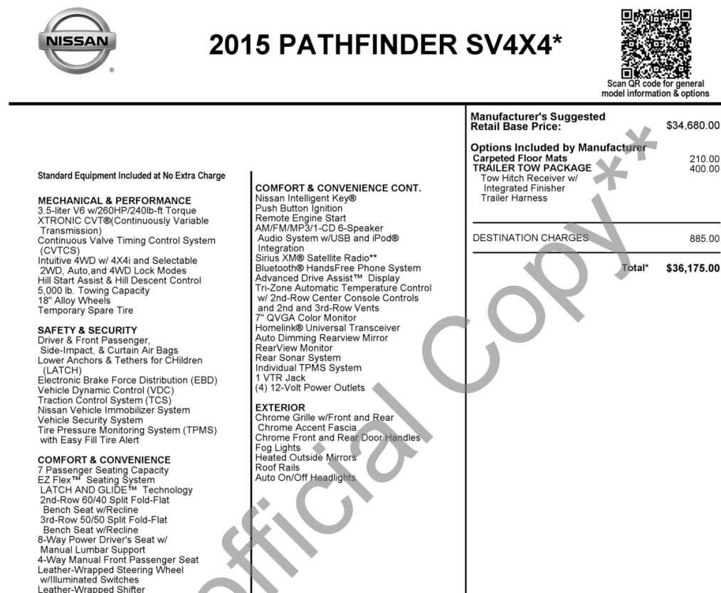 Used 2015 Nissan Pathfinder SV w/ Trailer Tow Package FWD image 3
