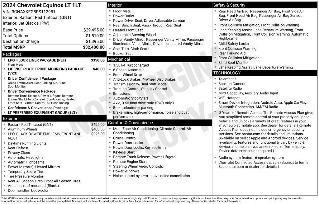 Used 2024 Chevrolet Equinox LT w/ LPO, Floor Liner Package FWD image 21