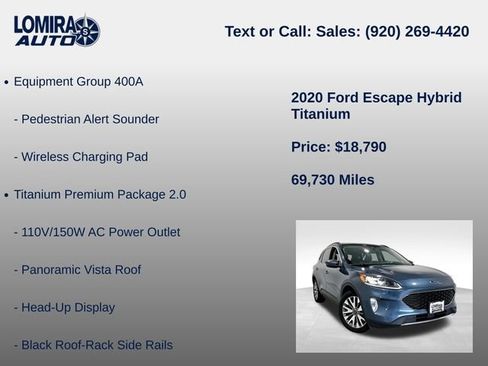 Used 2020 Ford Escape Titanium w/ Titanium Premium Package 2.0 AWD/4WD image 8