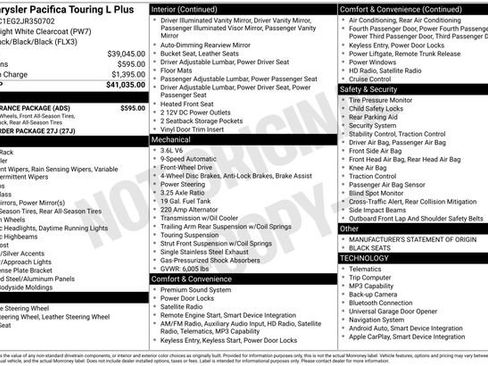 Used 2018 Chrysler Pacifica Touring-L Plus w/ S Appearance Package FWD image 3