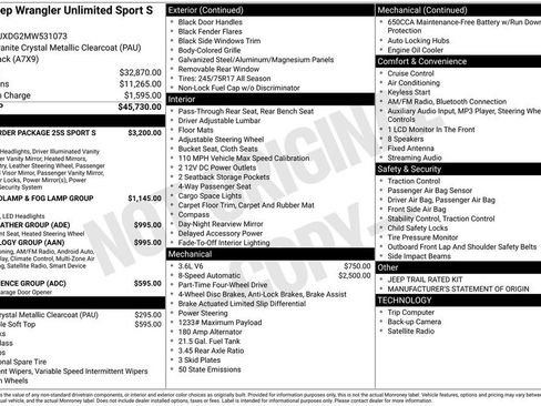 Used 2021 Jeep Wrangler Unlimited Sport image 36