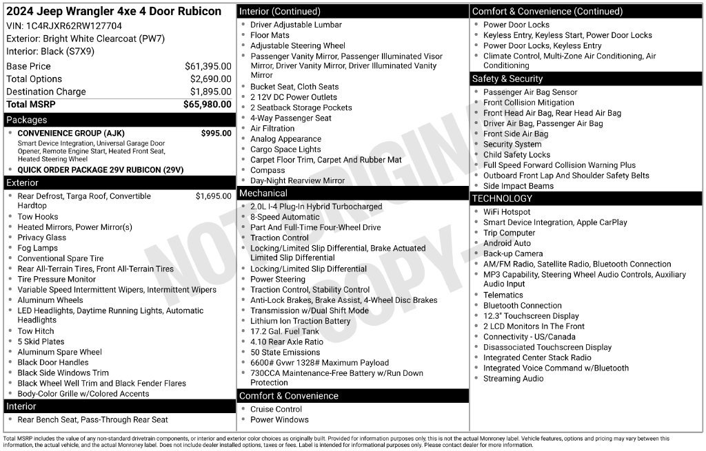 Used 2024 Jeep Wrangler Unlimited Rubicon 4xe w/ Convenience Group AWD/4WD image 4