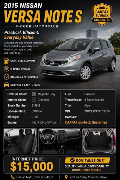 Used 2015 Nissan Versa Note S FWD image 1