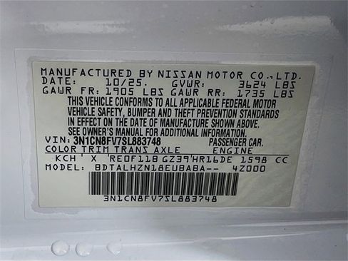 New 2025 Nissan Versa SR w/ Trunk Package image 21