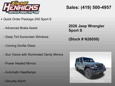 New 2026 Jeep Wrangler Unlimited Sport AWD/4WD image 12
