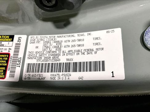 Certified 2026 Toyota Tundra SR5 w/ TRD Off-Road Package AWD/4WD image 33