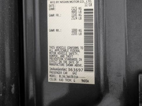 Used 2019 Nissan Maxima 3.5 SV w/ Floor Mat Group image 61