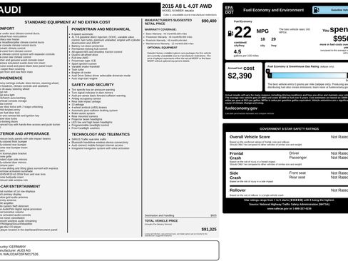 Used 2015 Audi A8 L 4.0T w/ Premium Package image 41
