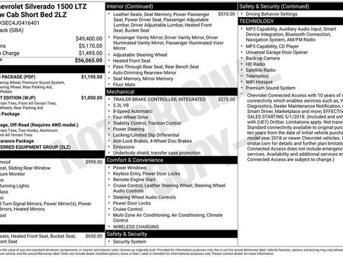 Used 2018 Chevrolet Silverado 1500 LTZ Z71 w/ LTZ Plus Package AWD/4WD image 36