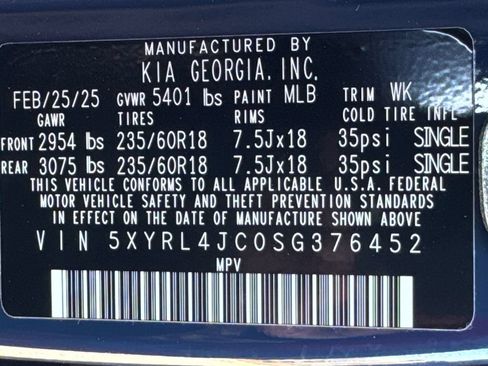 Certified 2025 Kia Sorento S w/ Panoramic Sunroof Package FWD image 30