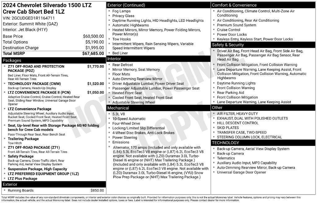 Used 2024 Chevrolet Silverado 1500 LTZ AWD/4WD image 3