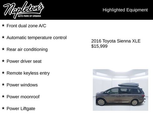 Used 2016 Toyota Sienna XLE AWD/4WD image 2