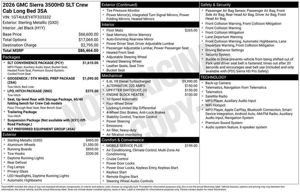 New 2026 GMC Sierra 3500 SLT w/ SLT Convenience Package AWD/4WD image 19