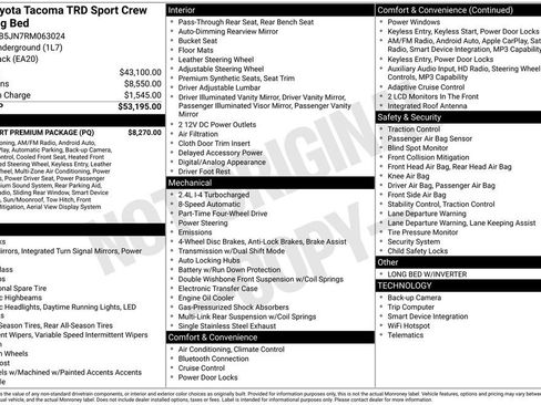 Used 2024 Toyota Tacoma TRD Sport w/ TRD Sport Premium Package AWD/4WD image 30