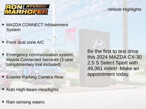 Used 2024 MAZDA CX-30 AWD 2.5 S w/ Select Sport Pkg image 2