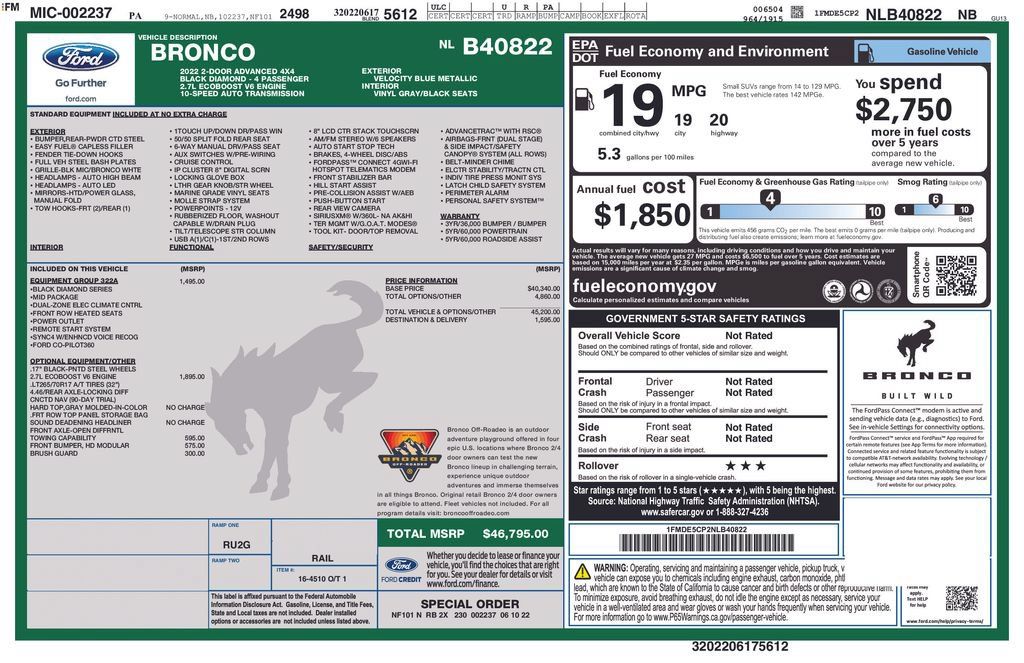 Certified 2022 Ford Bronco Black Diamond AWD/4WD image 31